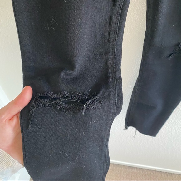 Black, Ripped, Cropped Hudson Skinny Jeans - Picture 2 of 7